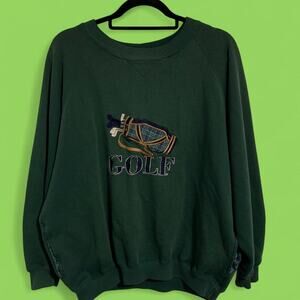 Vintage Golf Embroidered Crewneck Sweatshirt in green size XL